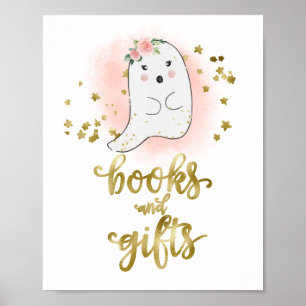 Affiche Livres et Cadeaux Signe de Baby Shower Floral Citr