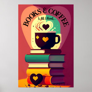 Affiche Livres Et Café