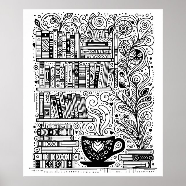 Affiche Livres Et Café Couleur Me Doodle 2 (Devant)
