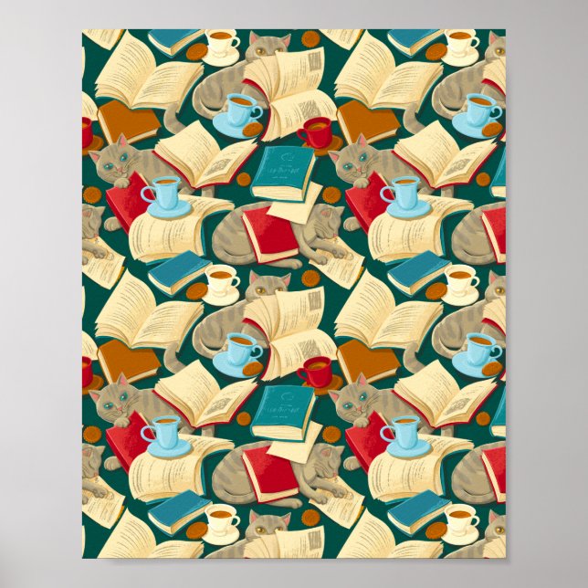 Affiche Livres et chats (Devant)