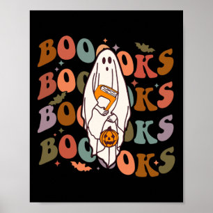 Affiche Livres Halloween Cute Ghost Boo Lecture Livres Adu