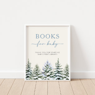 Affiche Livres hivernaux en bois pour bébé
