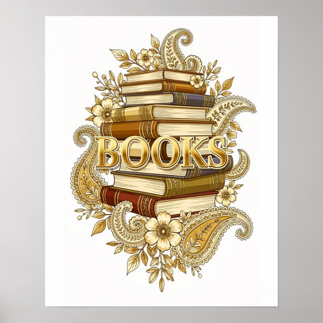 Affiche Livres Lecteurs Écrivains Bibliophiles Ton Doré Ar (Devant)