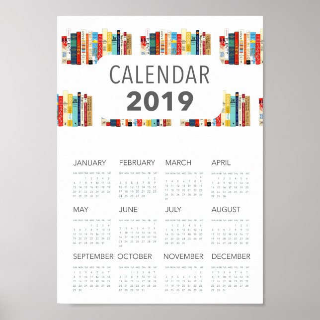 Affiche livres mignons illustration calendrier littéraire  (Devant)