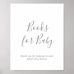 Affiche Livres minimalistes en Baby shower d'argent pour b