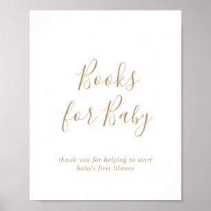 Affiche Livres minimalistes en Baby shower or pour bébé