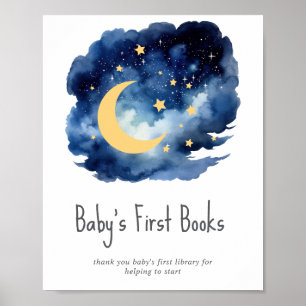 Affiche Livres Moon & Stars pour signe Baby shower