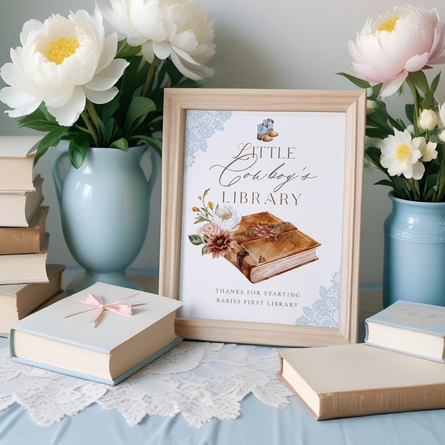 Affiche Livres occidentaux pour Baby Little Cowboy's Libra (Western Books for Baby Little Cowboy's Library Poster)