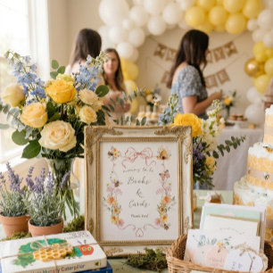 Affiche Livres pour Baby Shower Watercolor Floral Maman Bi