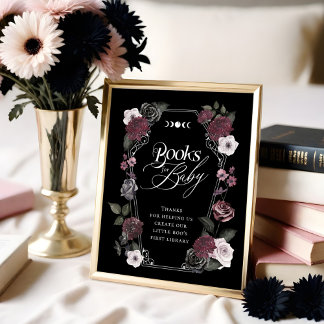Affiche Livres pour bébé à signer avec des fleurs à l'aqua