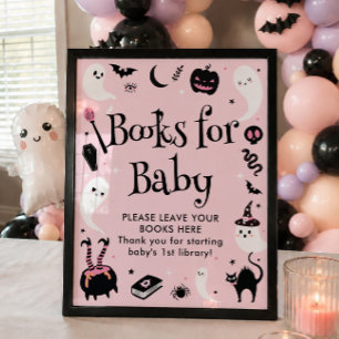 Affiche Livres pour bébé fille pour Baby Shower Halloween