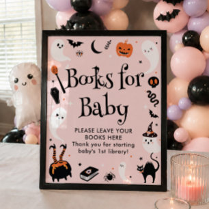 Affiche Livres pour bébé fille pour Baby Shower Halloween 