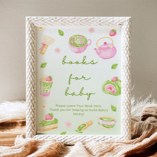 Affiche Livres pour bébé Matcha Tea Fête bébé rose