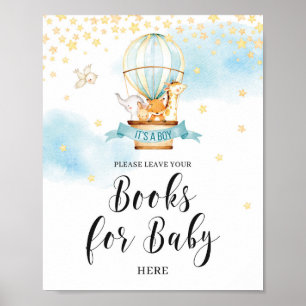 Affiche Livres pour bébé panneau Baby shower montgolfière