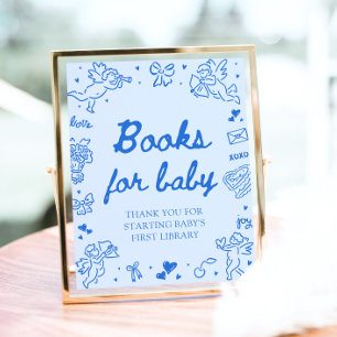 Affiche Livres pour bébé pour Baby Shower Blue Valentine