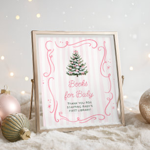 Affiche Livres pour bébé pour Baby Shower Rose Arbre de No
