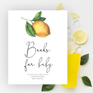Affiche Livres pour bébé shower bébé au citron aquarelle