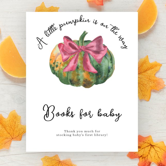 Affiche Livres pour bébé shower de bébé citrouille à ruban (Créateur téléchargé)