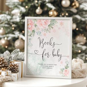 Affiche Livres pour bébé signe. Livres roses d'hiver pour