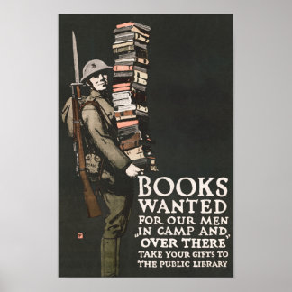 Affiche Livres Recherchés Pour Nos Hommes En Camp - WW1 Li