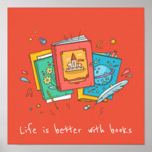 Affiche Livres slogan salle de classe ou salle d'enfant de