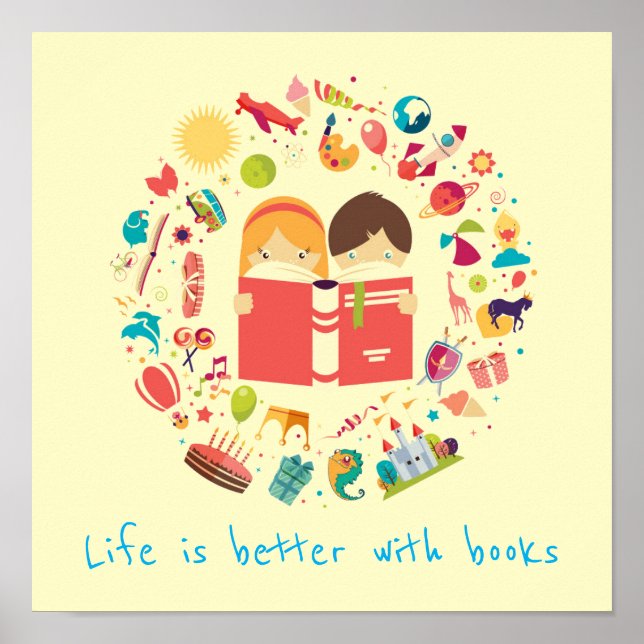 Affiche Livres slogan salle de classe ou salle d'enfant de (Devant)