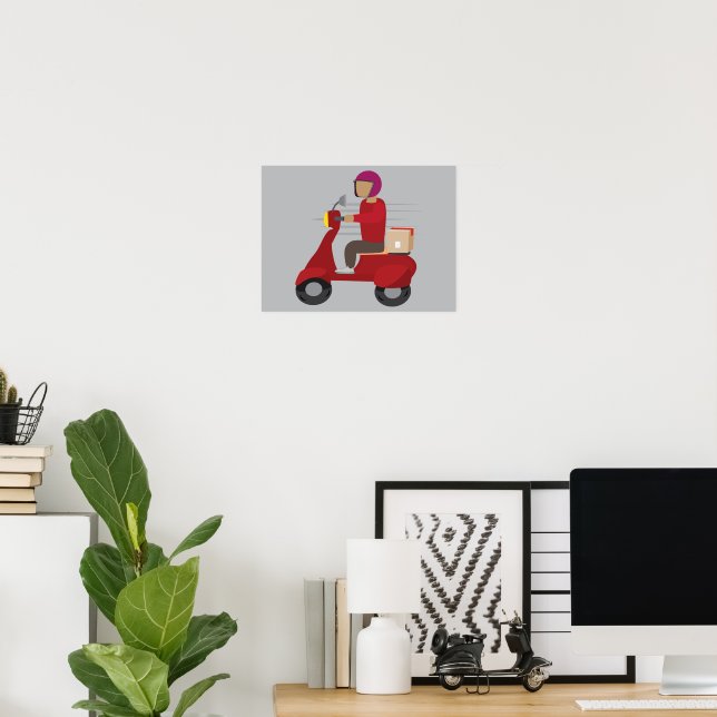 Affiche Livreur conduisant un scooter (Bureau à domicile)
