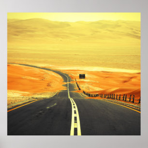 Affiche Liwa Oasis Asphalt Road, Dunes.