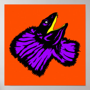 Affiche Lizard à col poli stylisé violet néon