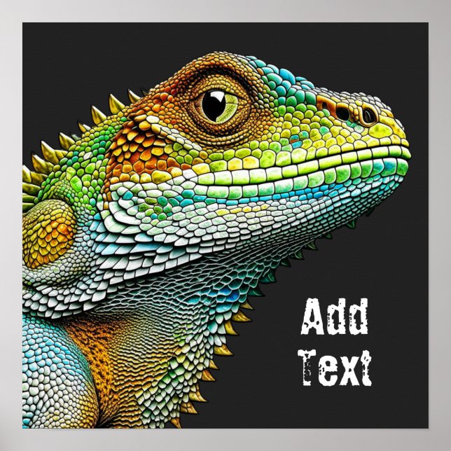 Affiche Lizard Iguana réaliste Personnalisé (Devant)