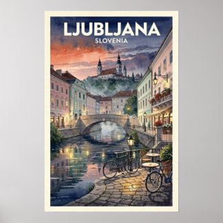 Affiche Ljubljana Slovenia Vintage Travel