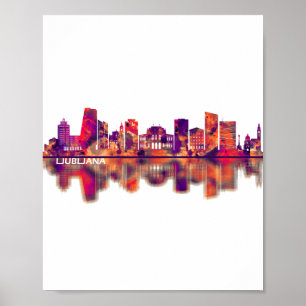 Affiche Ljubljana Slovénie Skyline