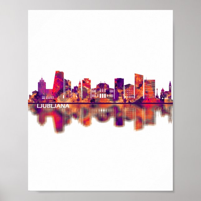 Affiche Ljubljana Slovénie Skyline (Devant)