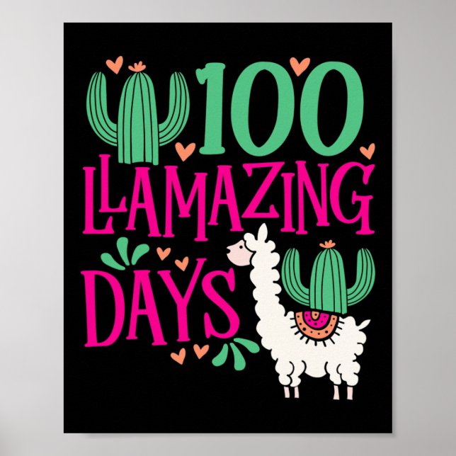 Affiche Llama 100 Jours De Flamazing De L'École - Filles M (Devant)