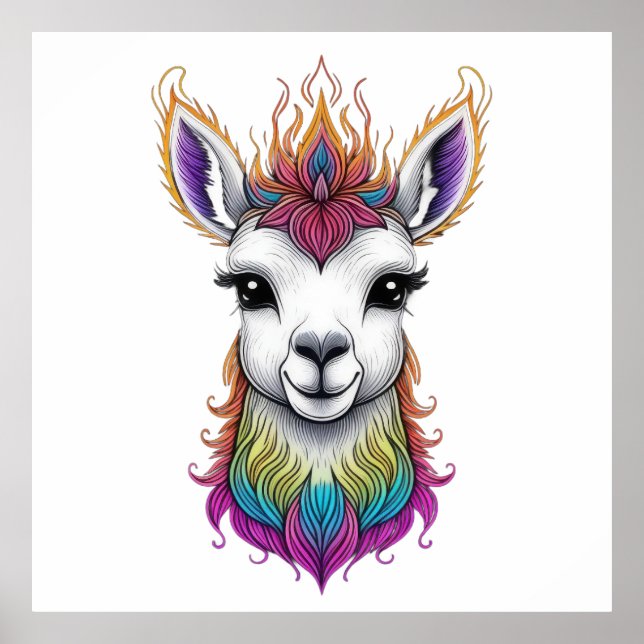 Affiche Llama à flamme (Devant)