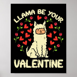 Affiche Llama Be Your Valentine Cute Alpaca Men Femmes Enf