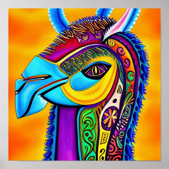 Affiche Llama Coloré   (Devant)
