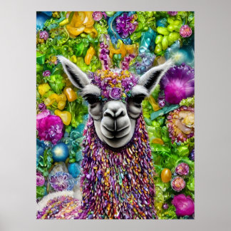 Affiche Llama colorée