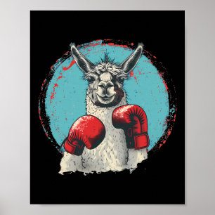 Affiche Llama de boxe avec gants de boxe Kickboxing Drôle