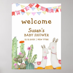 Affiche Llama Desert Cactus Fiesta Baby shower Bienvenue
