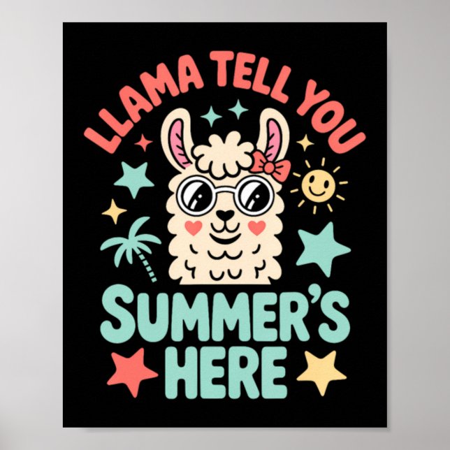 Affiche Llama dit à Summers ici Pun Mignon Professeur Étud (Devant)