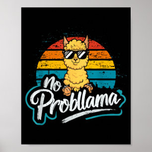Affiche Llama Drôle Avec Lunettes De Soleil Pas De Problèm