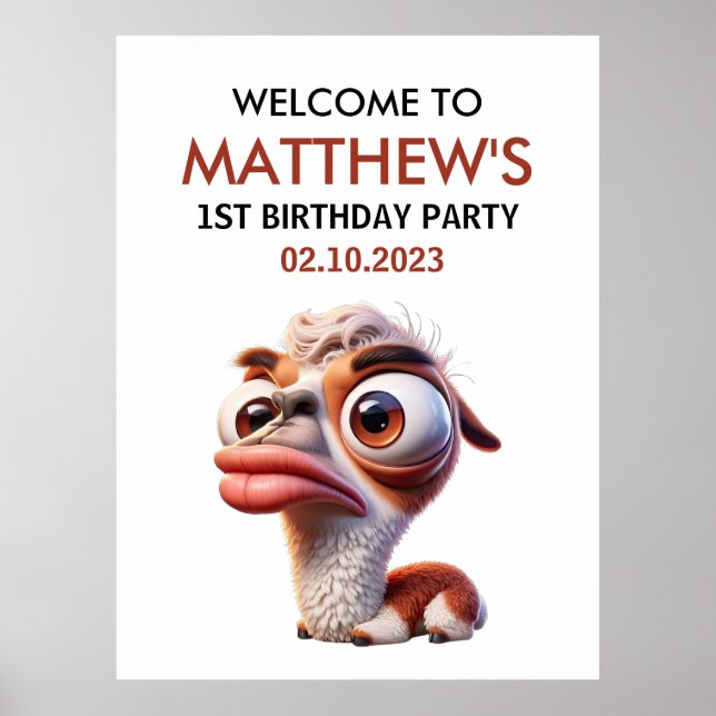 Affiche llama drôle Caricatures mexicain 1er anniversaire (Devant)