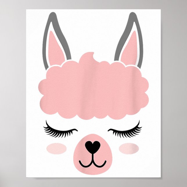Affiche Llama Face Alpaca Eyelashes Drôle Halloween Costum (Devant)