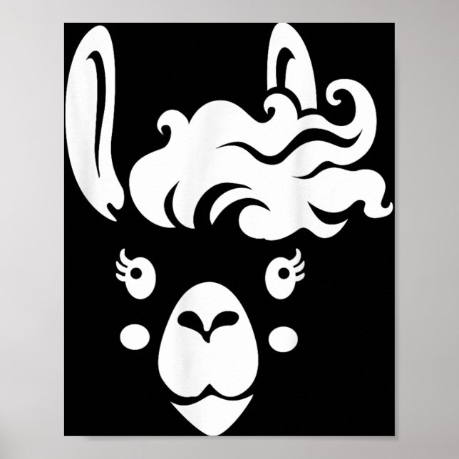 Affiche Llama Face Eyelashes Costume Halloween Coiffure (Devant)