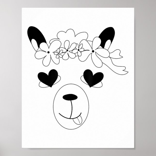 Affiche Llama Face Halloween Costume Wreath St. Valentine’ (Devant)