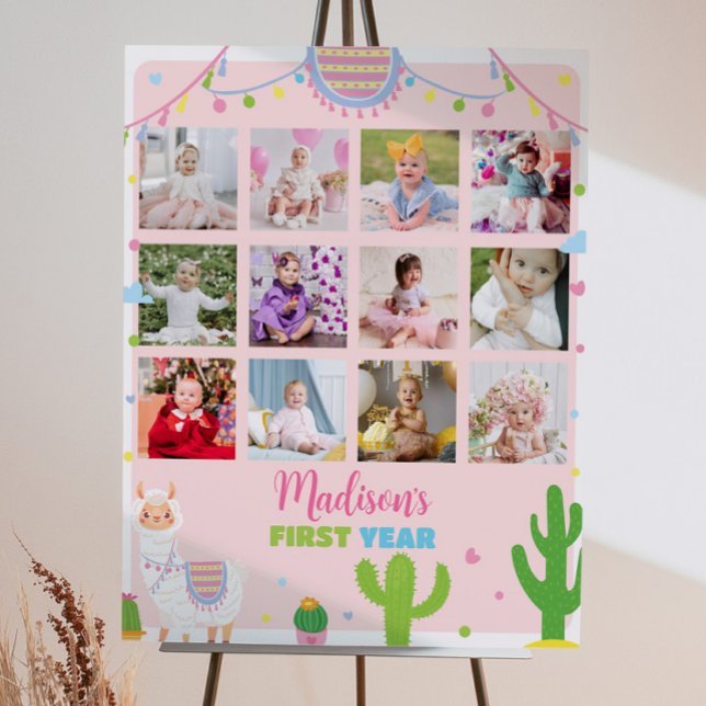 Affiche Llama Girl 1er Anniversaire Jalon (Créateur téléchargé)