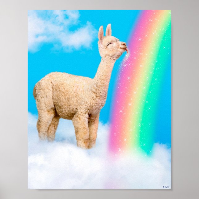 Affiche Llama Licking Rainbow (Devant)
