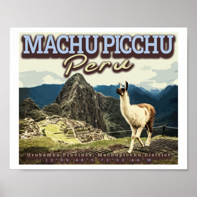 AFFICHE LLAMA - MACHU PICCHU PERU (Devant)