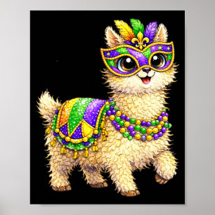 Affiche Llama Mardi Gras Nola Fête Perles Mignon Enfants G